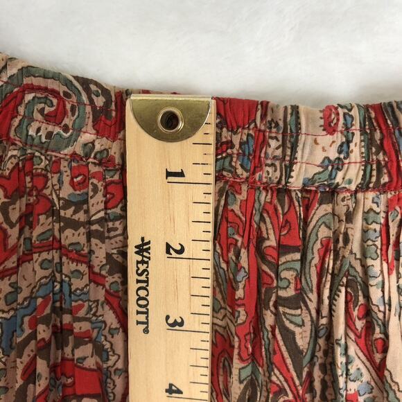 VTG LA CERA Midi Broomstick Skirt Sz M/L Red Paisley 100% Cotton Lined‎ Boho - Picture 7 of 10